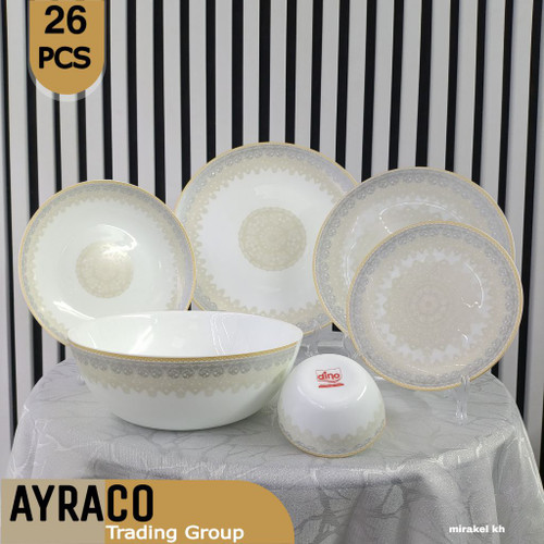 سرویس آکروپال 26 پارچه میراکل خاکستری | سرویس غذاخوری لوکس، مدرن و مقاوم