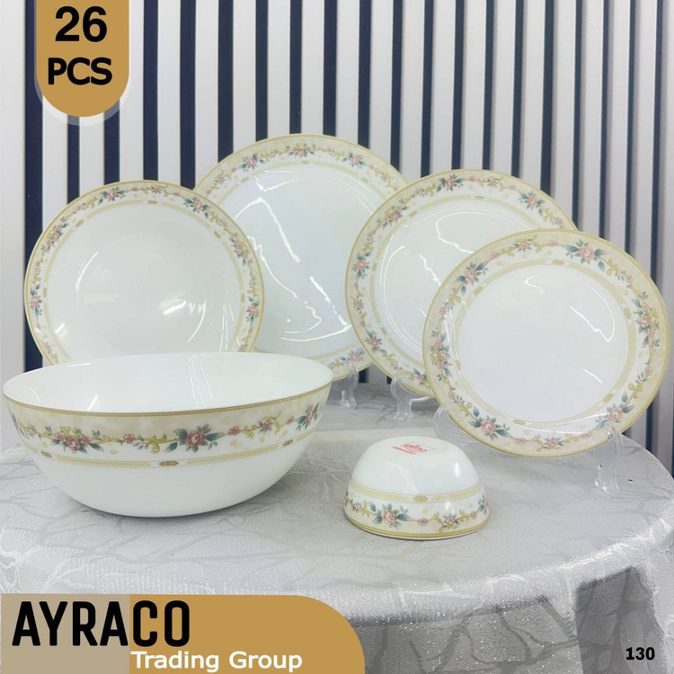 سرویس آکروپال 26 پارچه 130 صورتی نسکافهای | سرویس غذاخوری شیک، خاص و بادوام