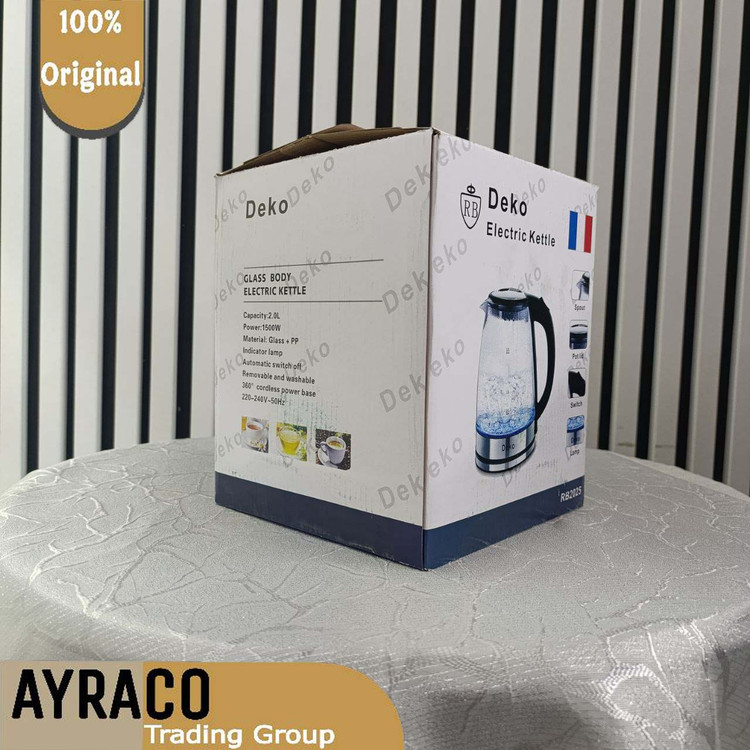 کتری برقی برند دکو بدنه شیشهای مدل RB2025 | کتری برقی شیک، سریع و کاربردی