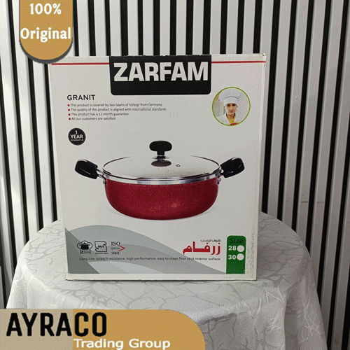 تابه گرانیتی برند زرفام سایز 28 ( Zarfam ) با درب پیرکس