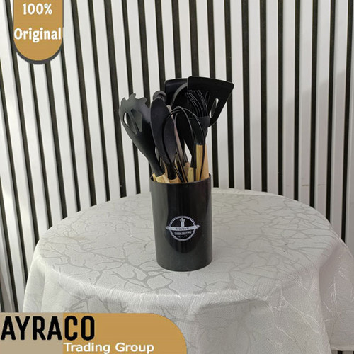 ست 12 پارچه کفگیر و ملاقه سیلیکونی مشکی